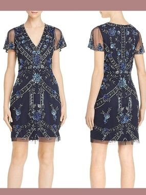 Aidan Mattox Aidan Mattox - V-neck Cape Sleeve Embellished Dress - Twilight Sz 4